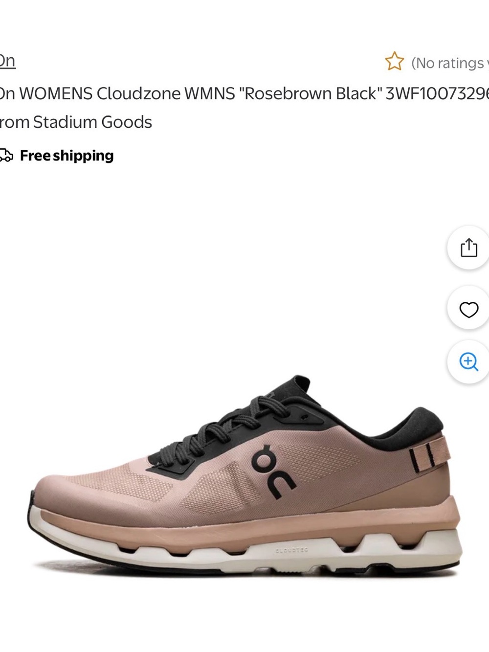 On Running Women's Cloudzone Sneakers in Rosebrown and Black, size 9.5 - Picture 8 of 10